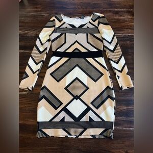 Fire Los Angeles Geometric Bodycon Dress | Long Sleeve | Size L